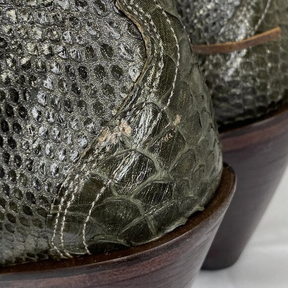 Allens Women’s Kyra Olive Exotic High Heel Ankle Boots – Size 6B – Almond Toe - Picture 8 of 11